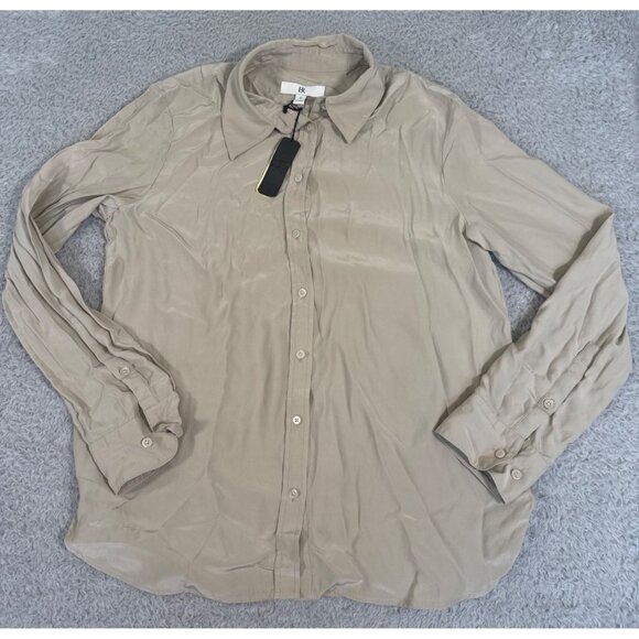 Banana Republic Womens S Silk Beige Button-Up Shirt Blouse Office - Picture 10 of 14